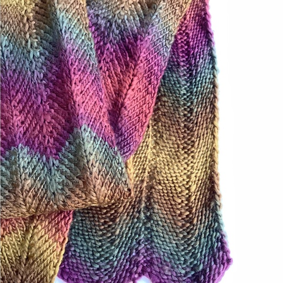 Scarf Hand Crafted Colorful Boho Burgandy Green Gold Brown m - Picture 6 of 11